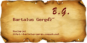 Bartalus Gergő névjegykártya